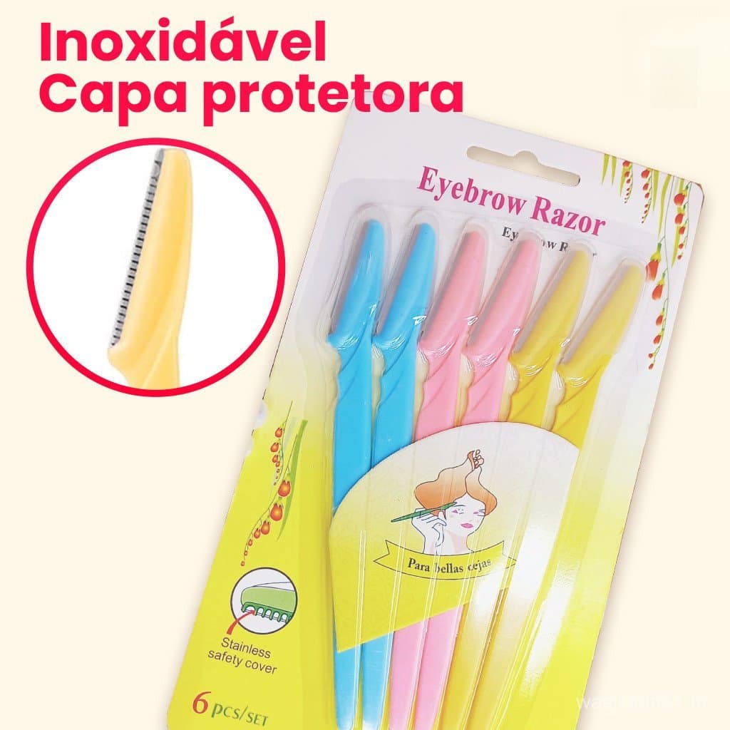 Kit 6/12/18 Lâminas para Sobrancelhas com Proteção – Ideal para Aparar Pelos Finos do Rosto