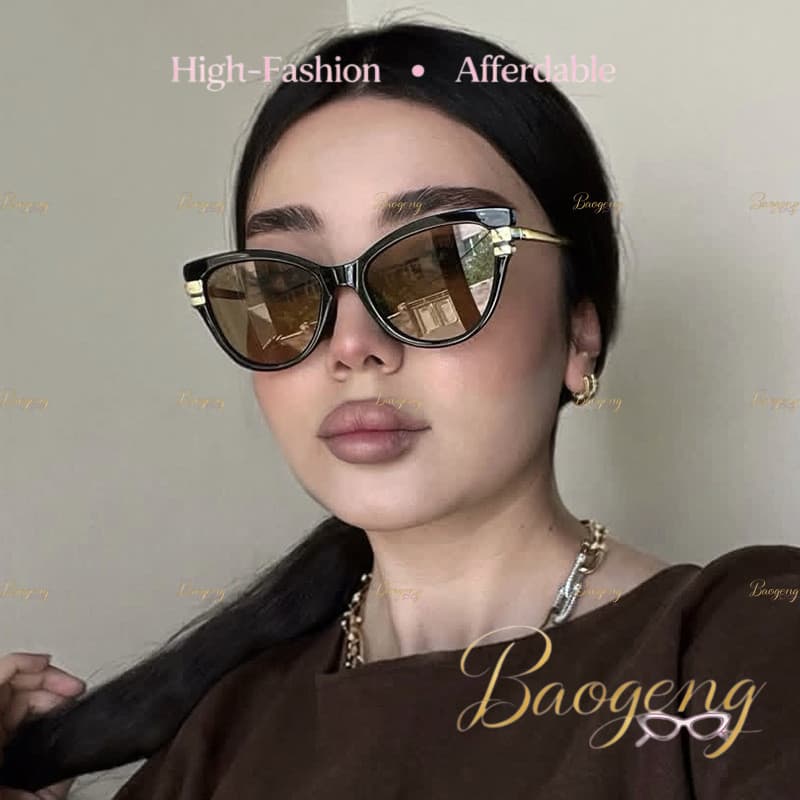 (BAOGENG) UV400 Euro-American Retro Dois Tons Olho De Gato Óculos De Sol Para Mulheres , Da Moda Seu Streetwear Chiques