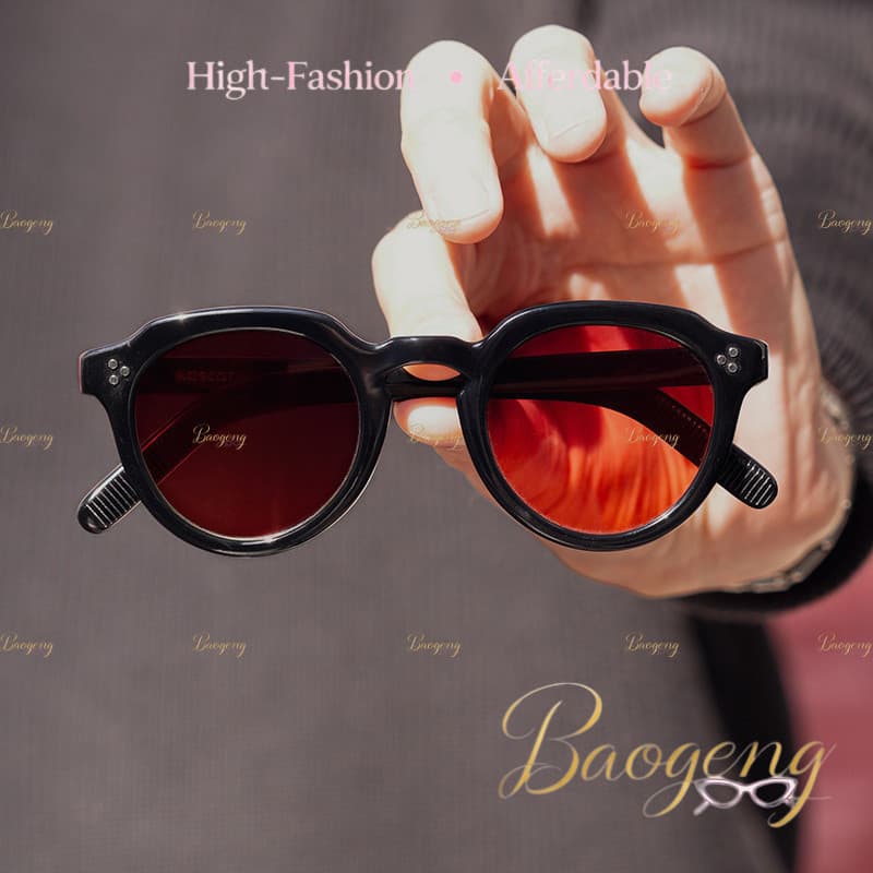 (BAOGENG) UV400 Coreano Y2K Vintage Pequeno Redondo Studded Óculos De Sol Unissex , Da Moda Para Ele Sua Viagem Na Praia