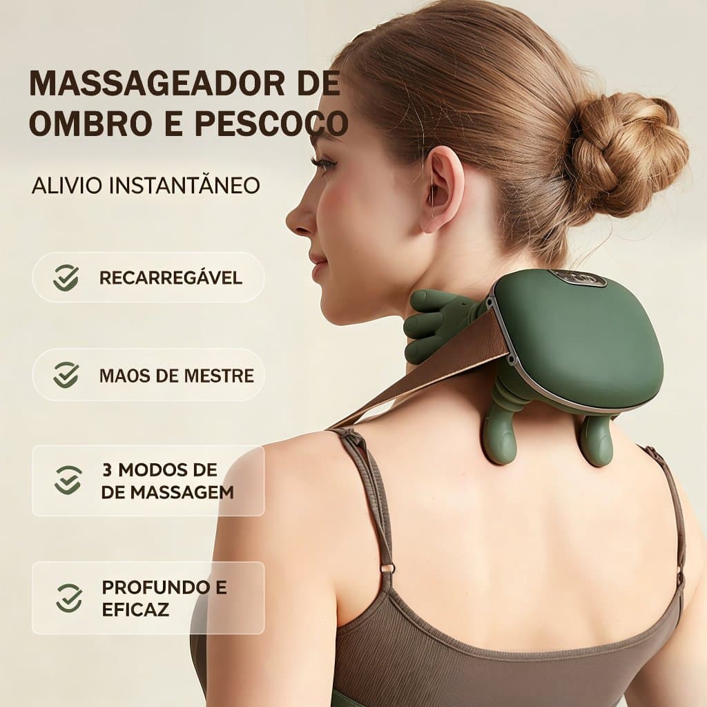 Massegeador de Pescoço 8 Pontos Aquecimento Relaxamento Tensão Ombro Mãos Massagem Alívio