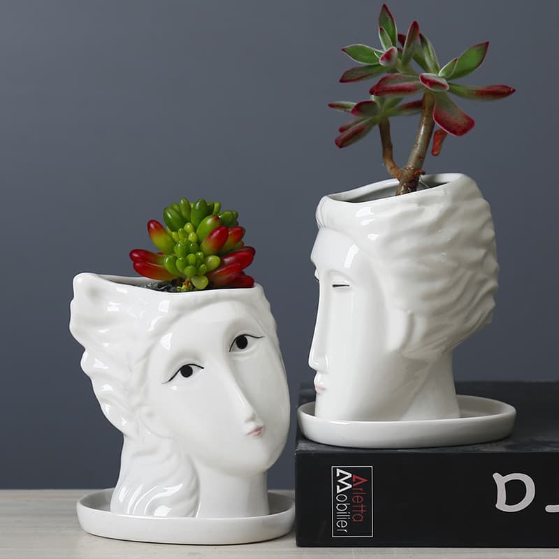 Venda quente-simples criativo vaso de cerâmica Desktop suculento Flowerware ornamentos Mini planta vaso planta