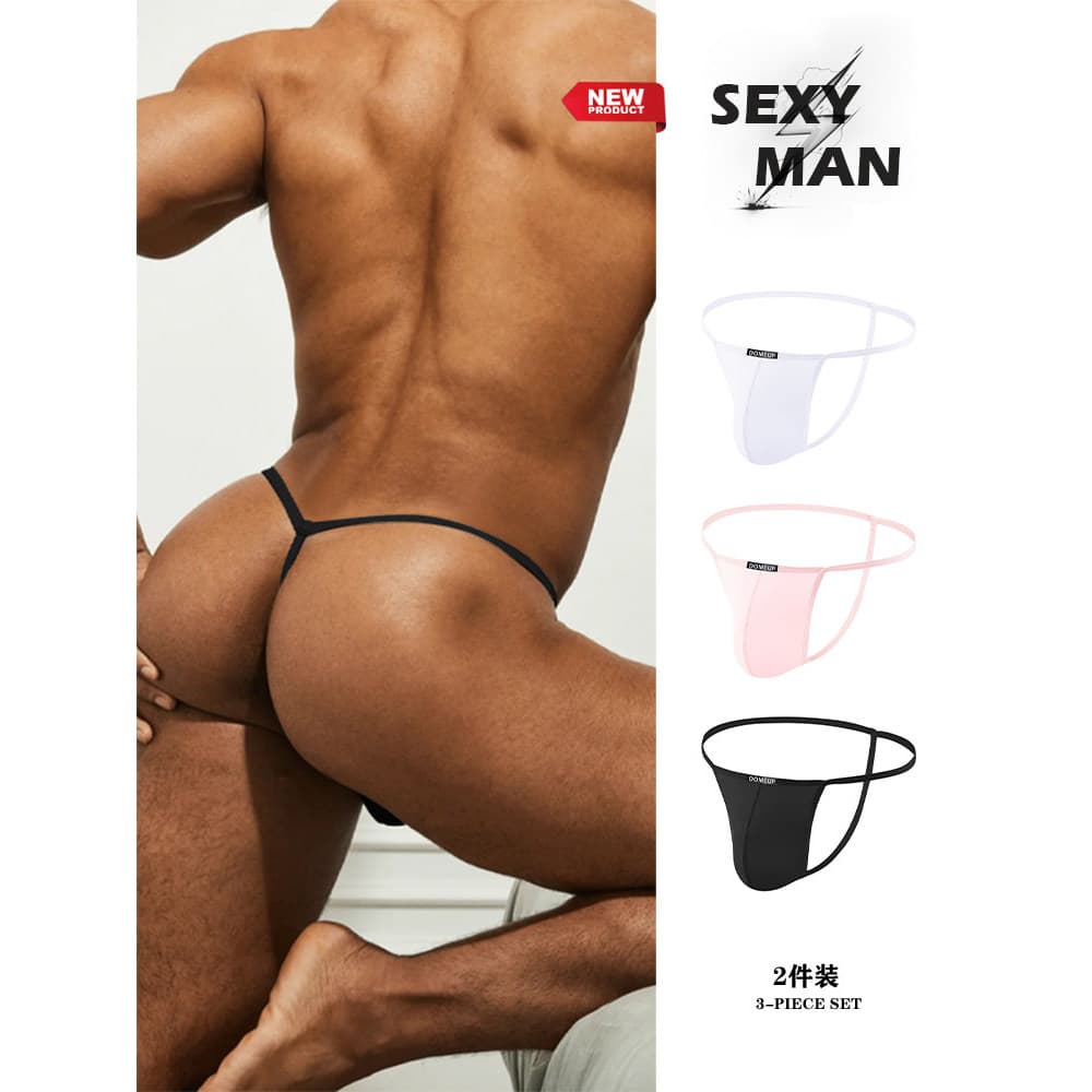 Novo produto roupa interior masculina de duas peças estilo fino cordão cintura baixa única tanga sentir cor sólida conve