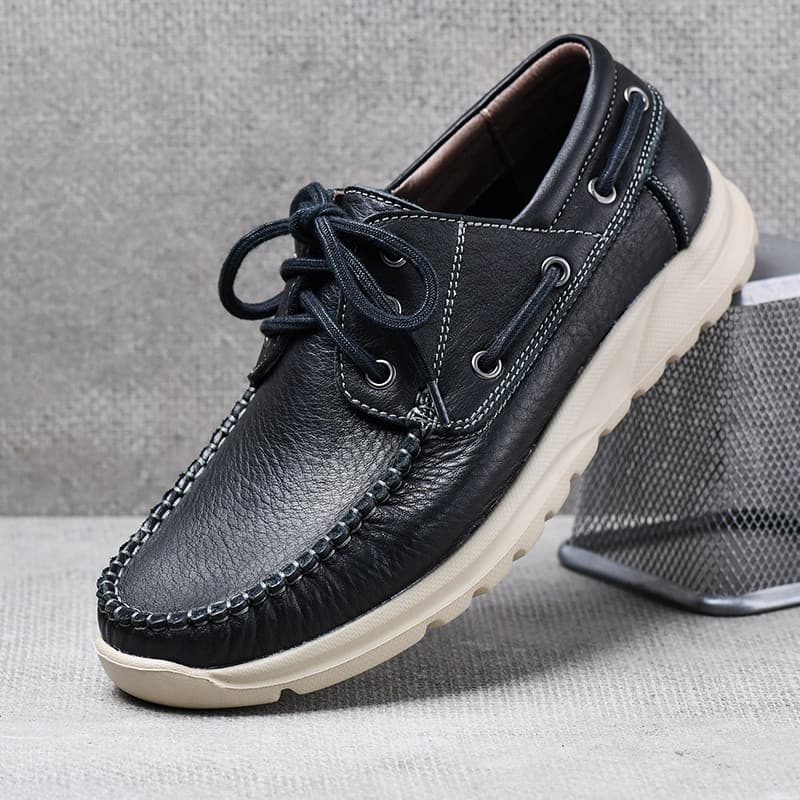 Novo estilo sapatos masculinos de couro genuíno respirável All-Match leve sola grossa couro macio sapatos de sola macia