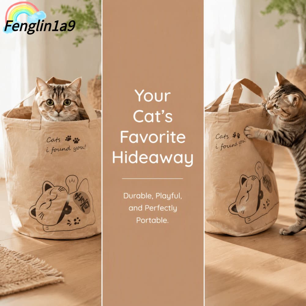 Bolsa De Esconderijo Para Gatos FENGLINA , Dobrável Com Papel Kraft De Camada Dupla E Viagem Fio De Nylon
