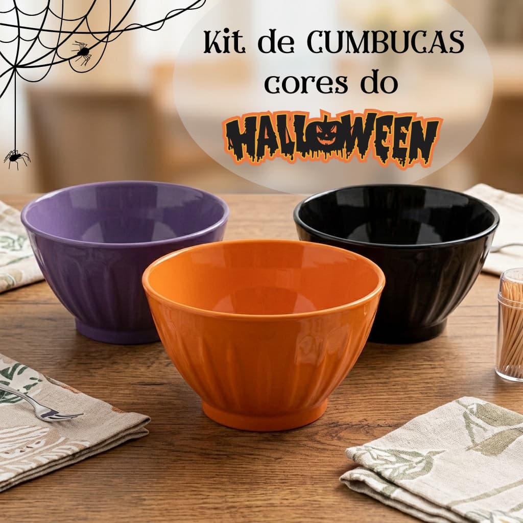 Jogo de 10 A 50 Cumbucas Cores do Halloween Versátil ideal para Sobremesas e Petiscos