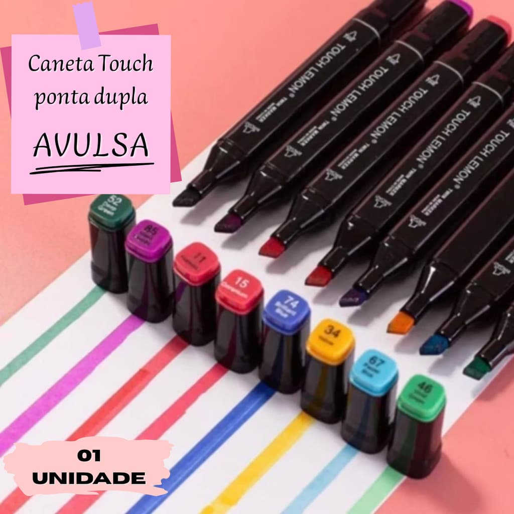 Caneta Ponta Dupla Colorida Várias Cores - ***VENDA AVULSA***