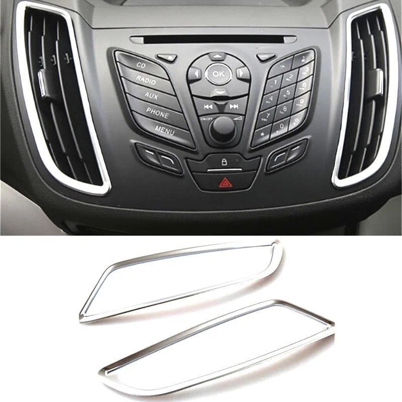 2 Pçs Painel Interior Cromado Do Carro/De Controle Ar Condicionado Ventilação Capa Saída Guarnição Para Ford KUGA ESCAPE