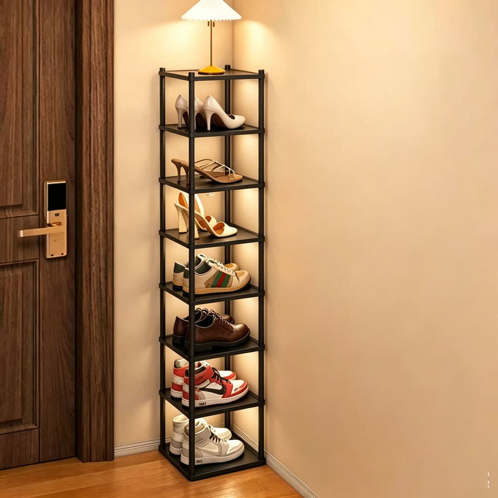 Sapateira Vertical Estreita Multinível em plástico, Organizador de Calçados para Entrada e Canto do Quarto