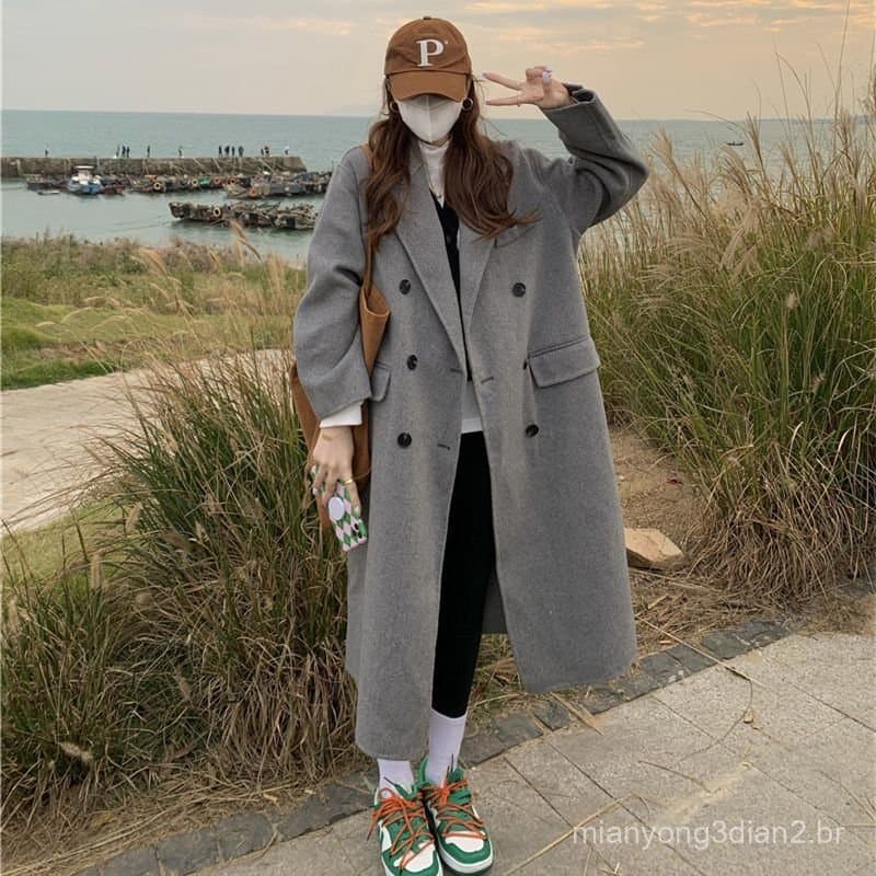 Estilo coreano casaco jaqueta feminina outono inverno 2024 novo estilo de venda quente moda High-End lã versão coreana e