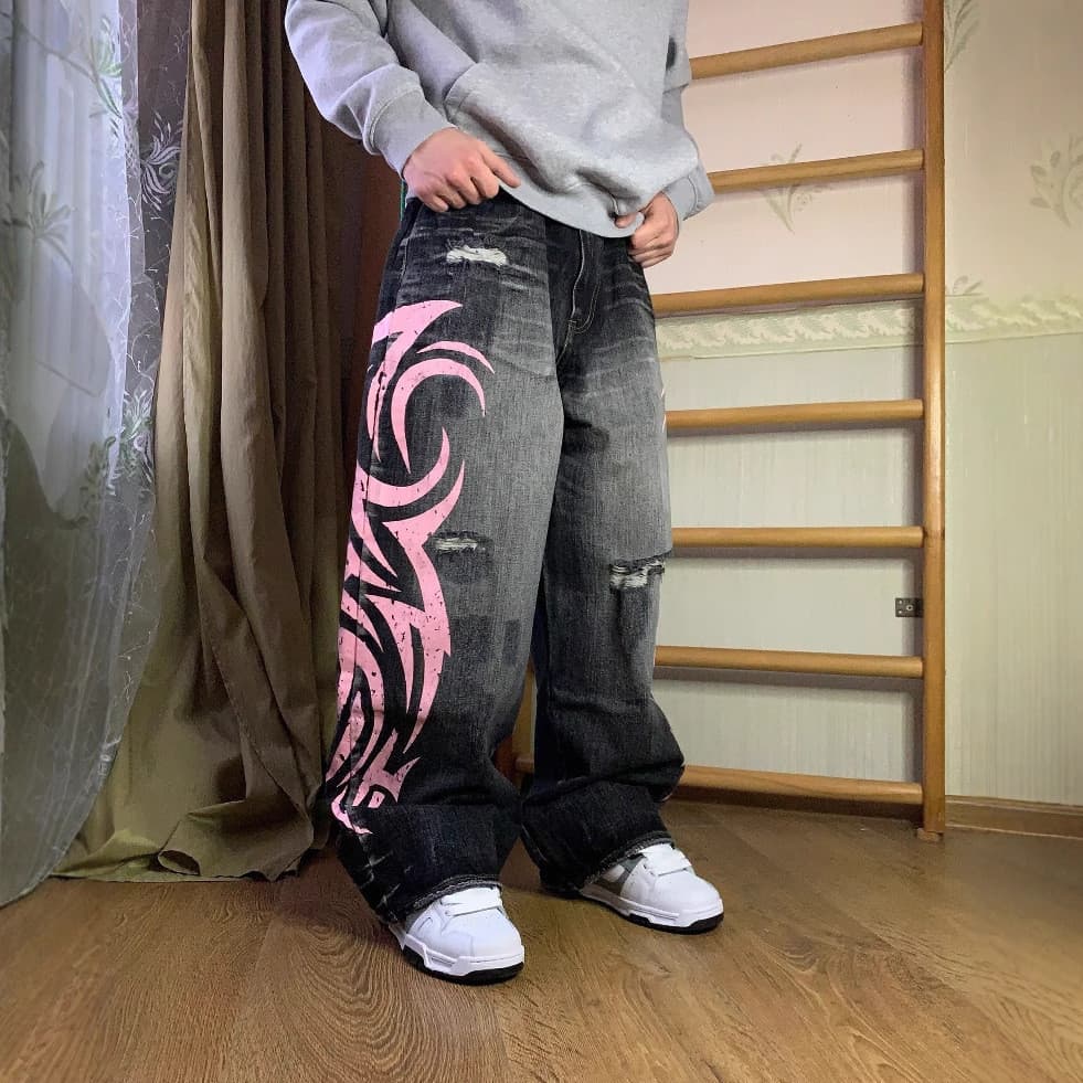 Calças Jeans estampadas Vibe Design Sense para esfregar o chão