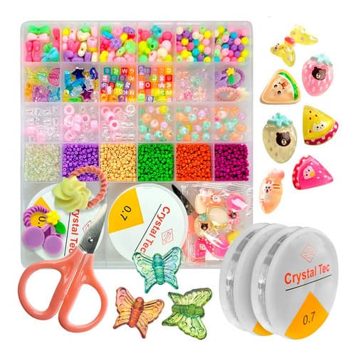 Kit Miçangas Infantil Colorida Maleta Montar Pulseiras Girls Modelo 02