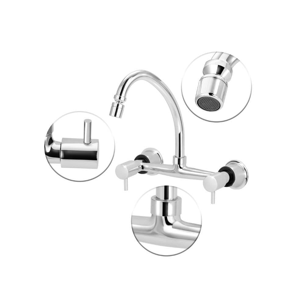 Misturador Parede Cozinha Cromado Arejador Articulado 1/4 Volta Ceramica Agua Quente Fria