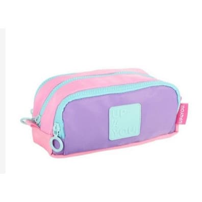 Bolsa de armazenamento de três camadas com zíper duplo Estojo para lápis de estudante