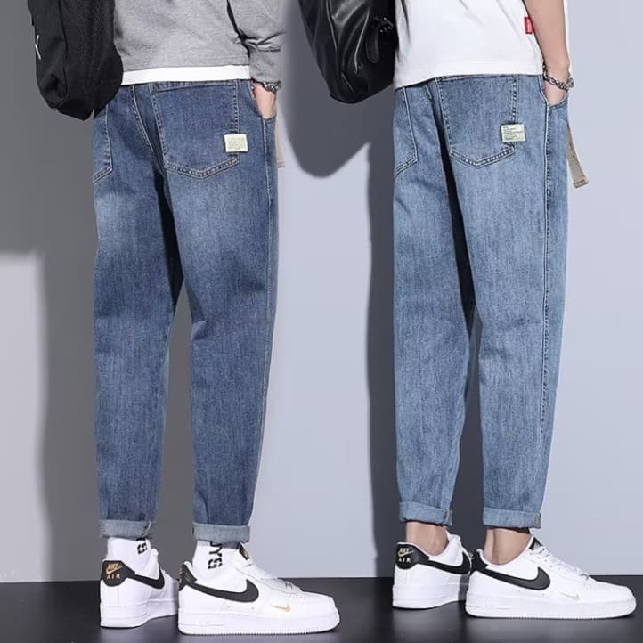Calças de brim masculinas primavera estilo rua Wear solto calças retas 2025 novo estilo temporada calças masculinas na m