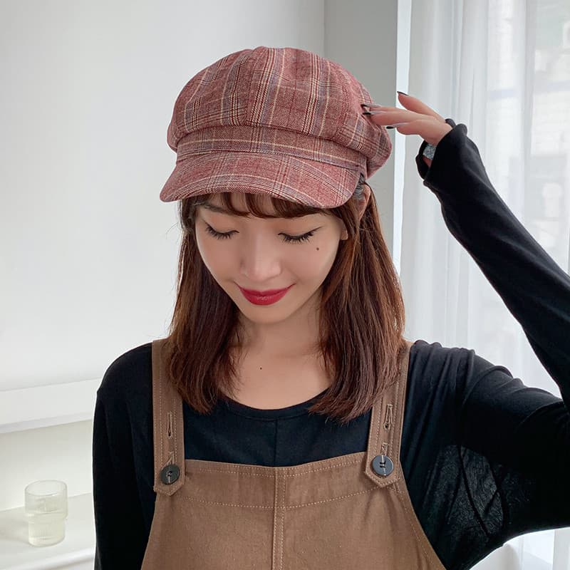 Boina feminina outono inverno versão coreana All-Match chapéu octogonal estilo japonês na moda chapéu de sol de pico bri