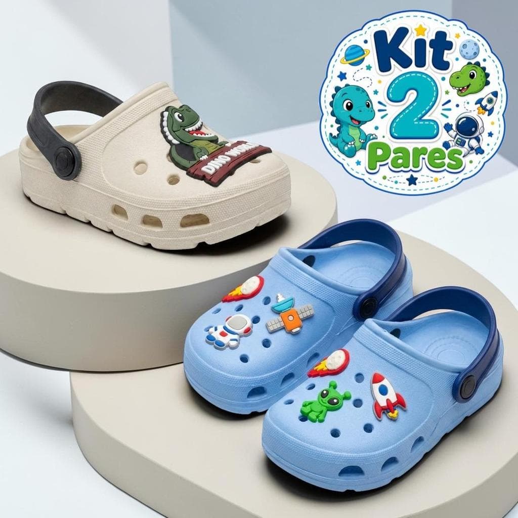 Kit 2 Pares Sandália Babuche Infantil Menino Leve Confortável Lançamento