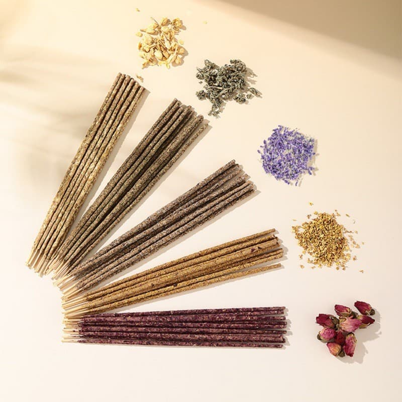 12 Bastões De Incenso Feitos À Mão : Rosa , Pétalas De Osmanthus , Sândalo , Lavanda , Jasmim , Em Bastão De Bambu