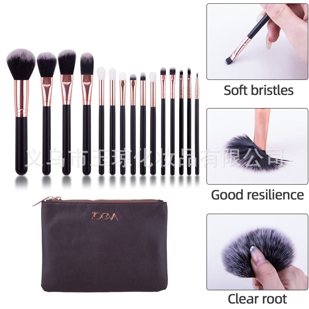 Conjunto de pincéis de maquiagem zoeva 15 peças pincel de maquiagem em ouro rosa pincel de base pincel de sombra ferrame
