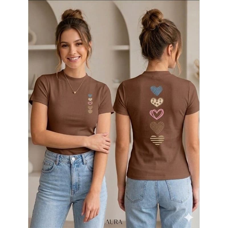 Blusa Feminina T-Shirt Tecido Malha Algodão Alta Qualidade Casual Confortável Moda Urbana Verão Camisa Clássico Básico