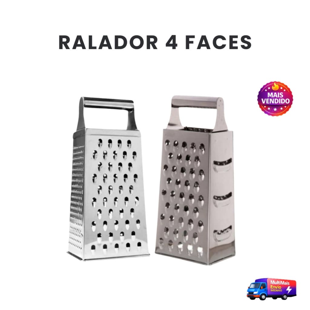 Ralador Inox 4 Faces 4 em 1 Multiuso Profissional Queijo Legumes Verduras Ultra Afiado Resistente
