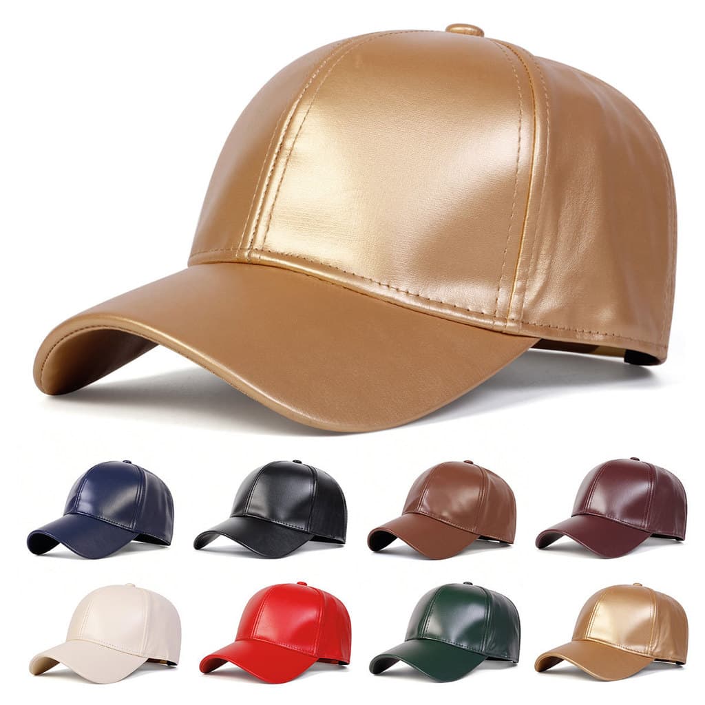 Chapéu de couro PU primavera outono boné de beisebol masculino idoso de meia-idade venda quente boné guarda-sol quente