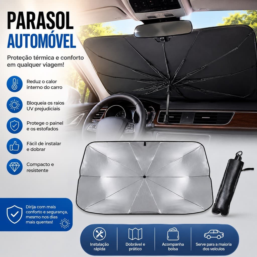 Quebra-sol para carro, proteção UV para para-brisa, quebra-sol universal adequado para todos os modelos de carro