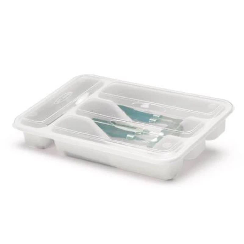Organizador/ Separador/ Porta Talheres Para Gaveta Com Tampa e 4 Divisórias Cozinha