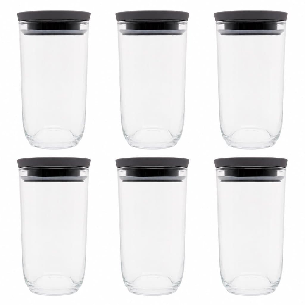 Pote de Vidro 1200ml com Tampa Plástica Basic Com 6