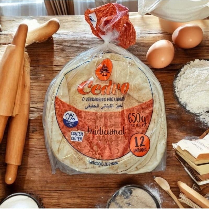 Pão árabe Sírio - MÉDIO - 12 unidades , 650 gramas