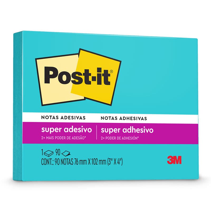 Bloco de notas super adesivas Post-it Paraíso Azul 76x102mm 90 folhas 3M