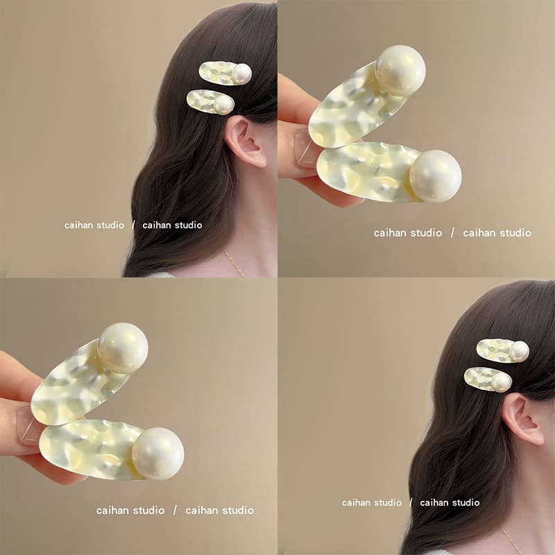 Francês imitação de concha pérola óleo gotejamento Duckbill clipe feminino doce bonito cabelo quebrado franja lateral cl
