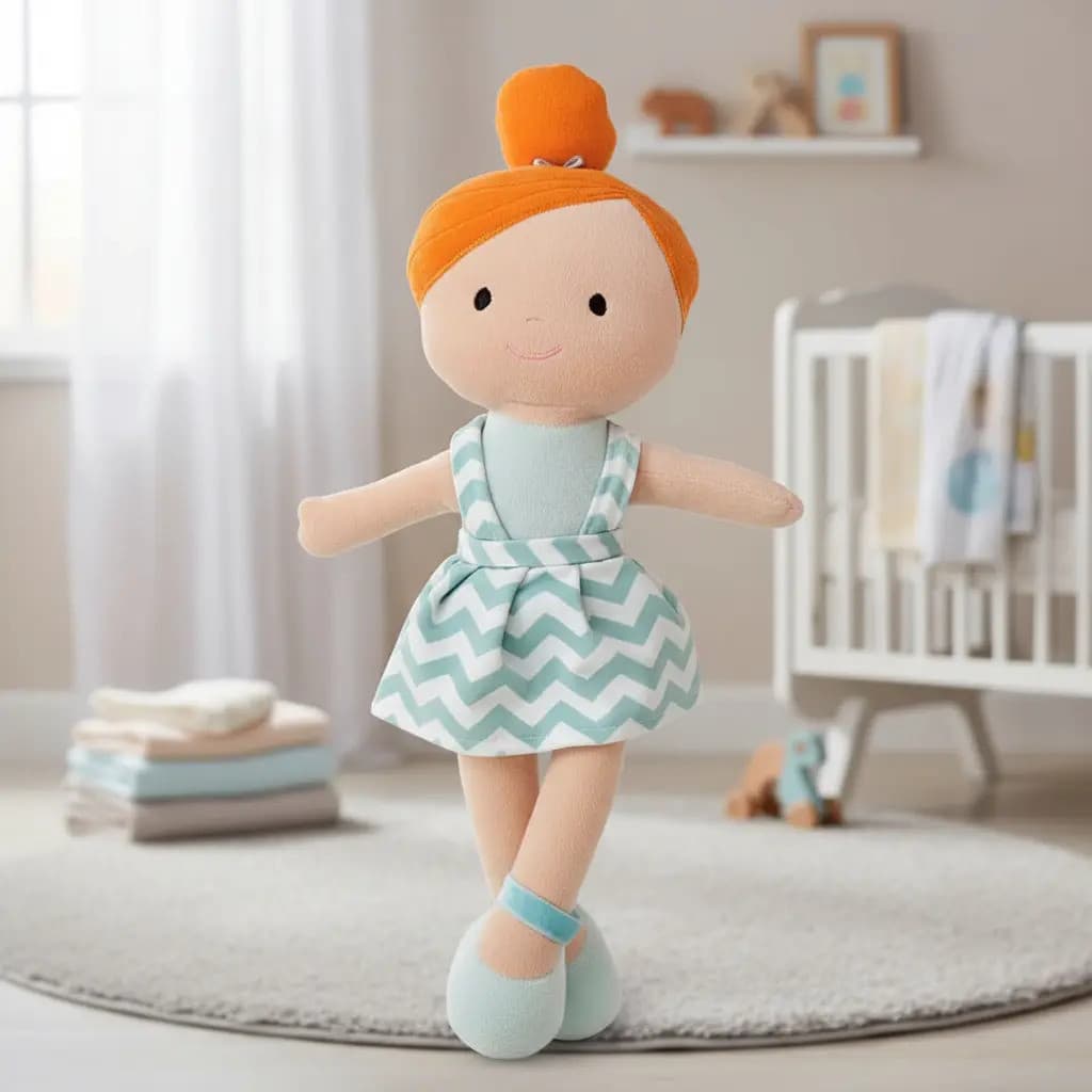 Pelúcia Boneca De Pano Lavável Antialérgica Mari Ruiva - Zip