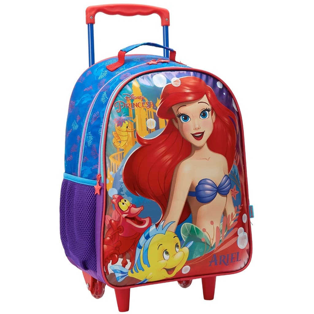 Mochila de Rodinhas 16" Ariel Pequena Sereia Disney Princesa