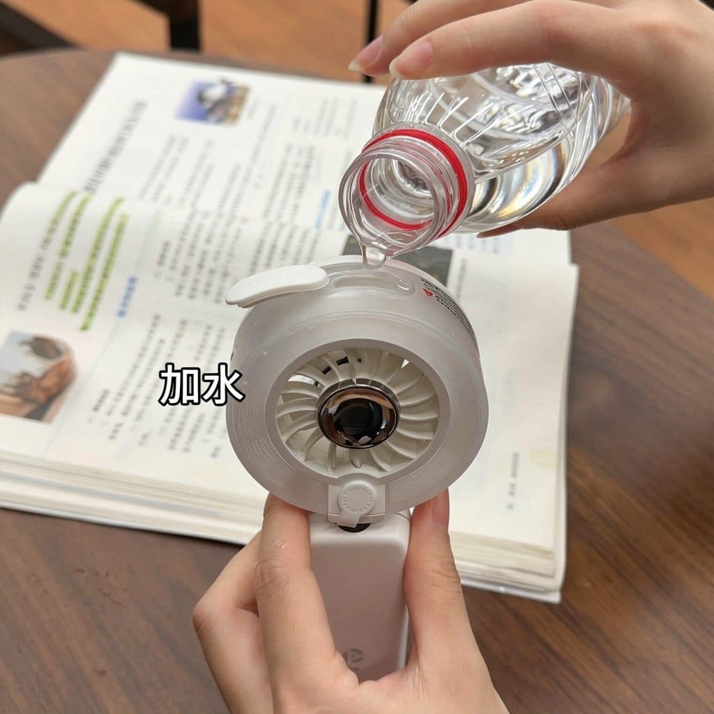 Ventilador pequeno branco ventilador de refrigeração portátil estudante multifuncional Spray umidificação pode clipe gua