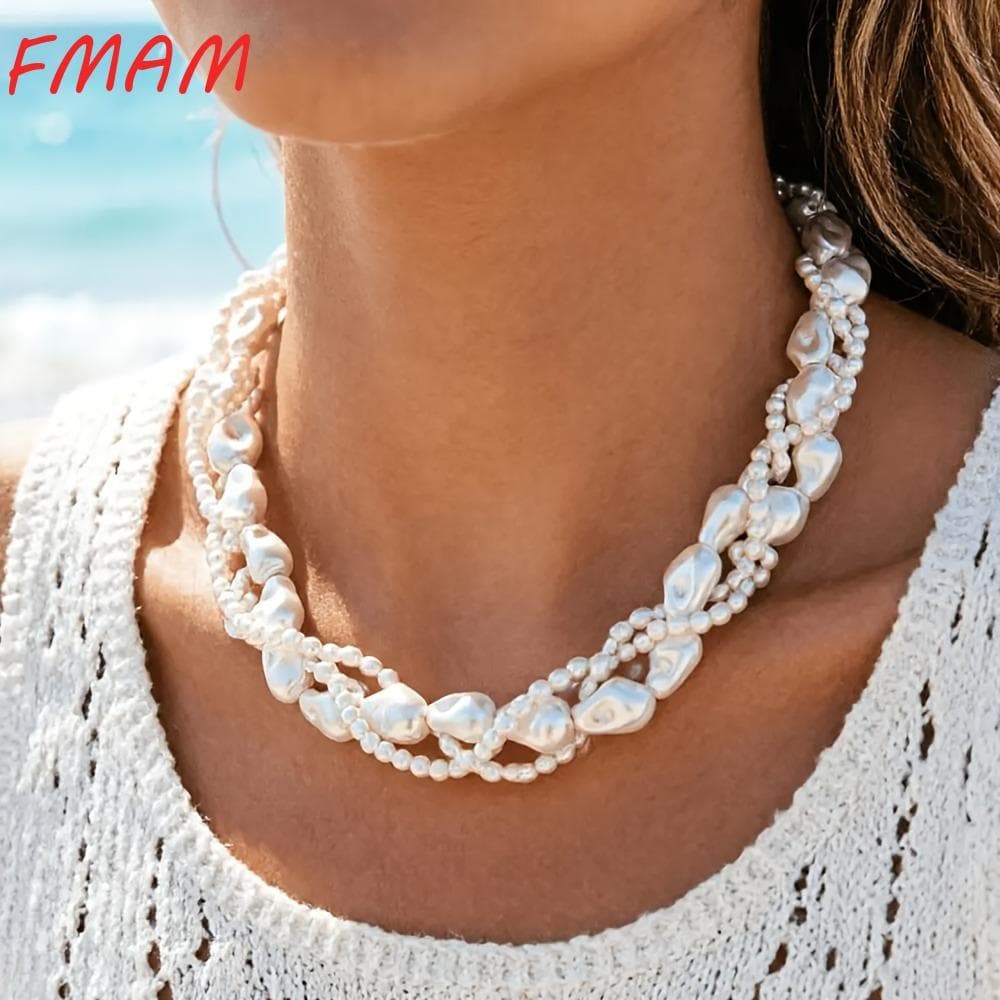 Colar FMAM , Gargantilha Branca Elegante E Moderna , Joias Barrocas