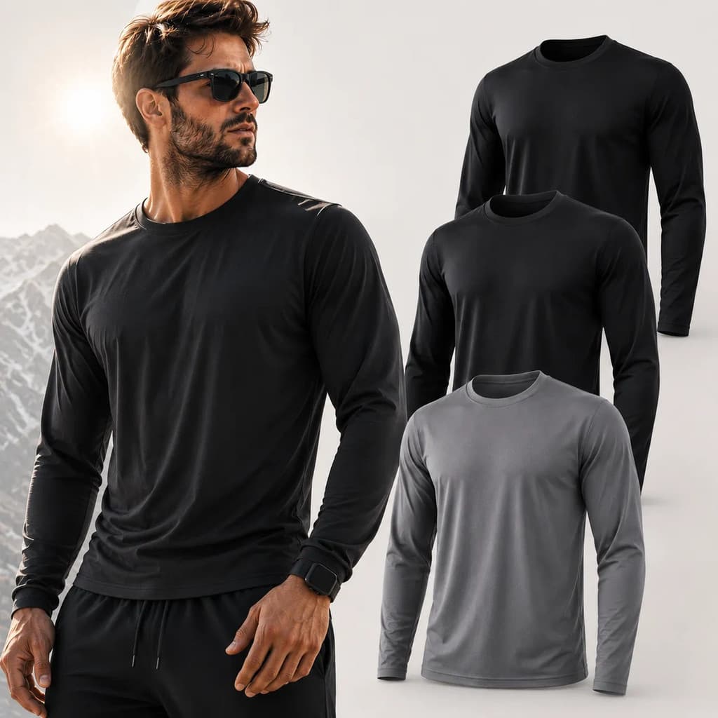 Kit 3 Segunda Pele Unissex Proteção Solar Uv Masculina Manga Longa Esportiva Moto Ciclismo Praia Treino Academia