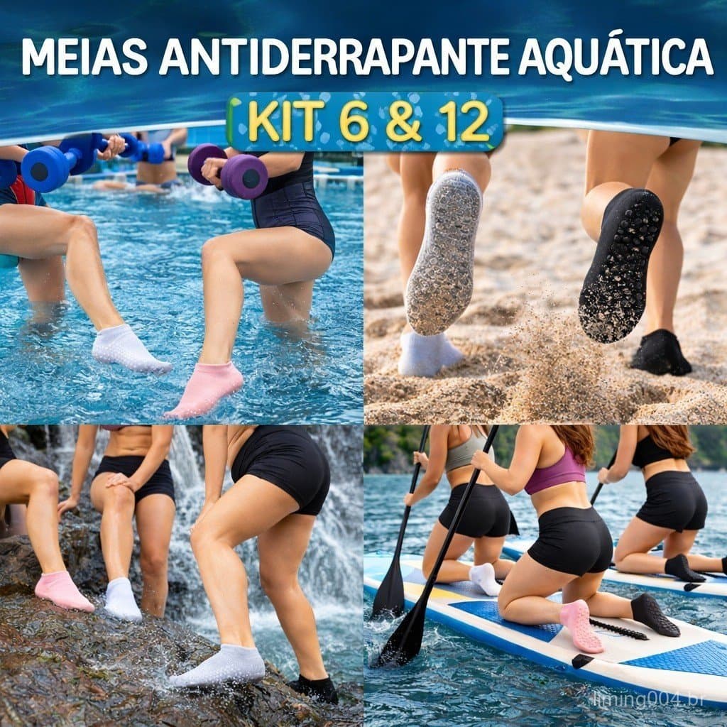 Meia Aquática Antiderrapante Hidroginástica Praia Cachoeira Esporte Náutico Masculina Feminina
