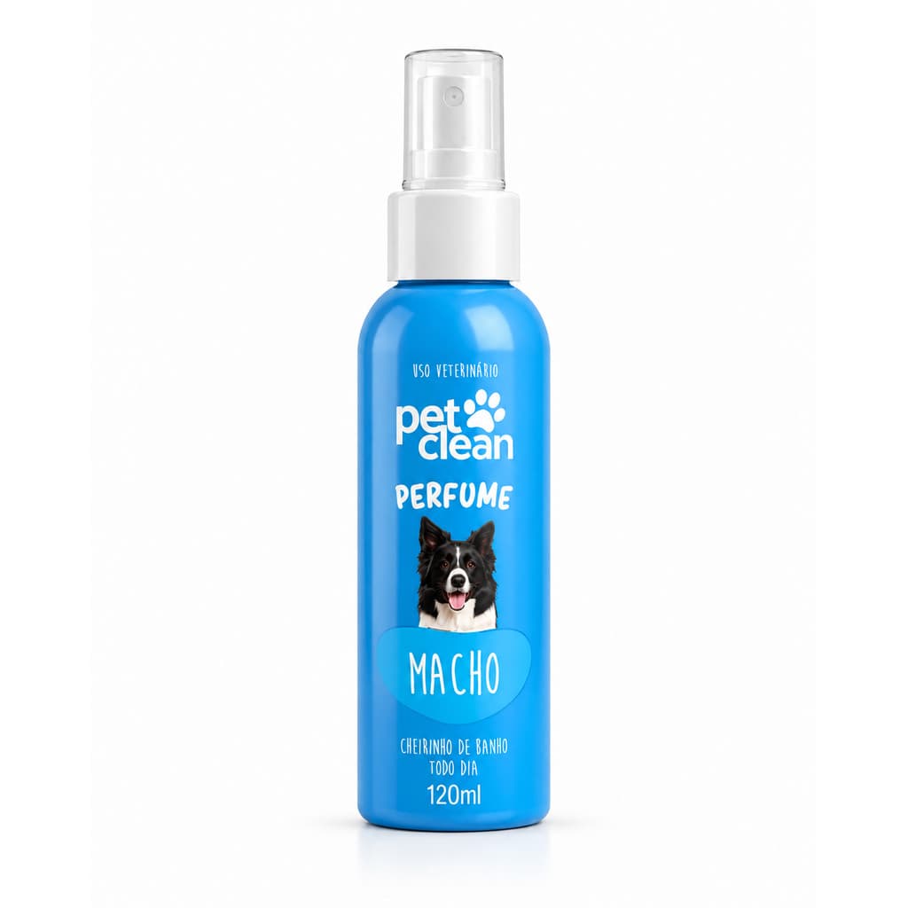 Perfume Pet Clean Macho 120ml para Cães Cheirinho de Banho Uso Veterinário Fragrância Pet Spray