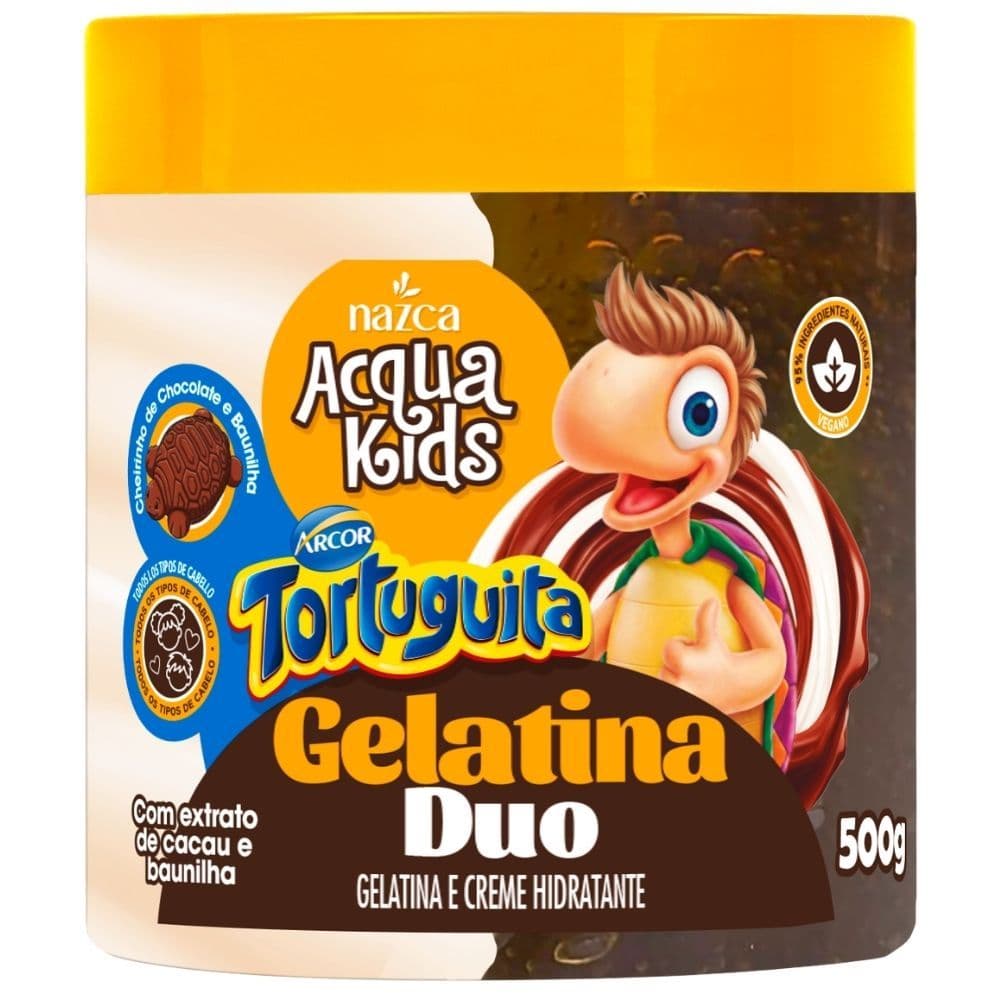 Gelatina e Creme Hidratante Duo Acqua Kids Tortuguita com Extrato de Cacau e Baunilha Vegano 500g