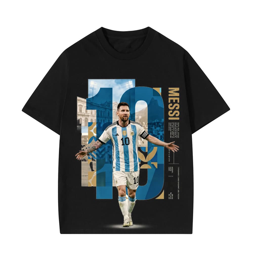Camiseta Oversized Streetwear Lionel Messi 10 Argentina Camisa Algodão Estampada