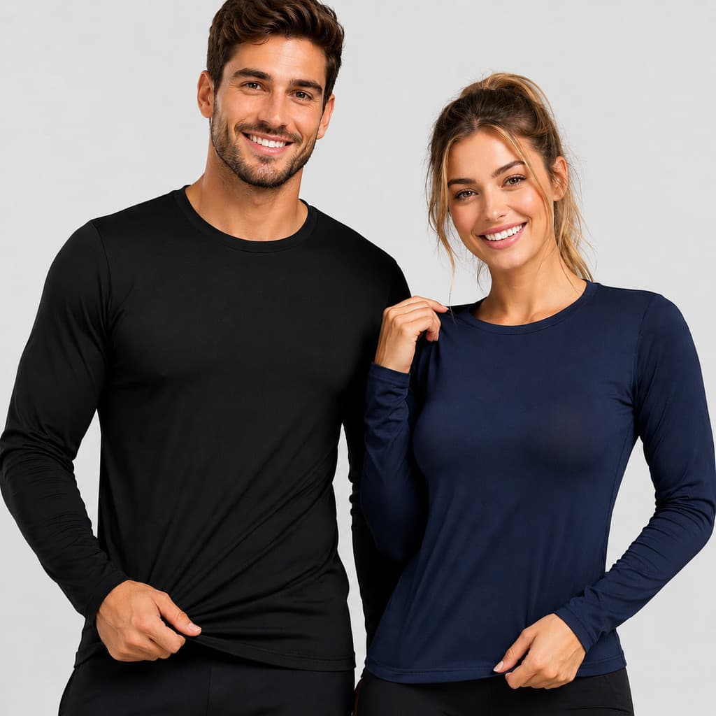 Camiseta Peluciada Térmica Segunda Pele Masculina e Feminina Gola Redonda Forro Inverno Frio Blusa