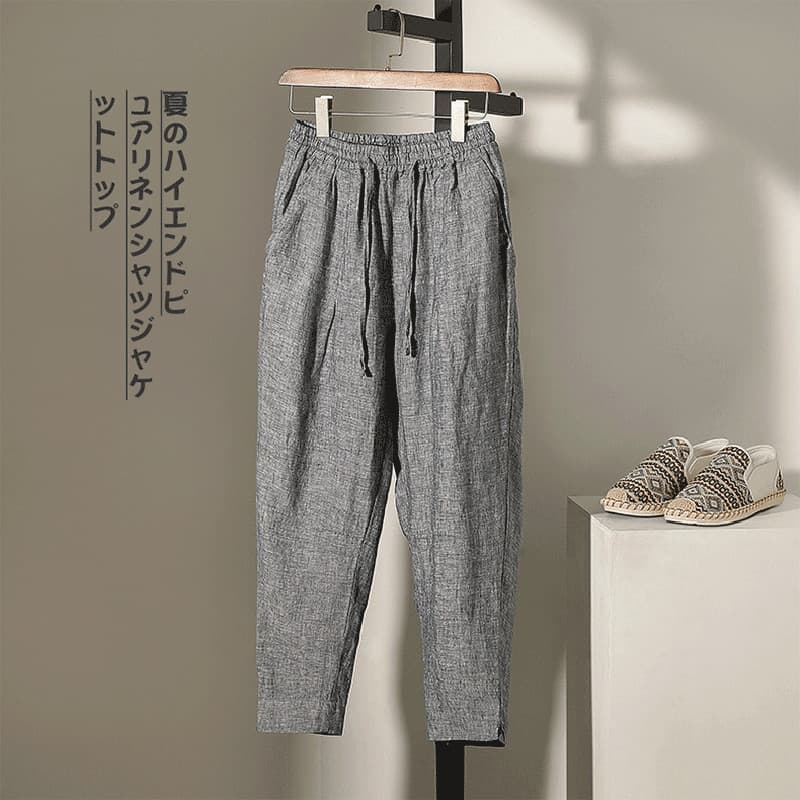 Calças de linho de alta qualidade masculinas verão fino solto linho calças casuais calças masculinas de linho puro calça