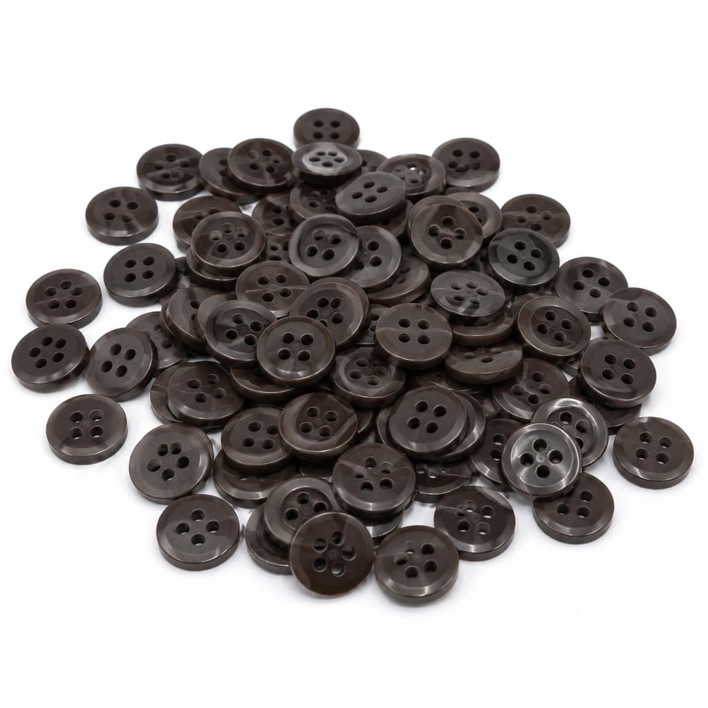 Kit 30 Botões Redondos Preto Perolado 4 Furos 1,2cm x 2mm