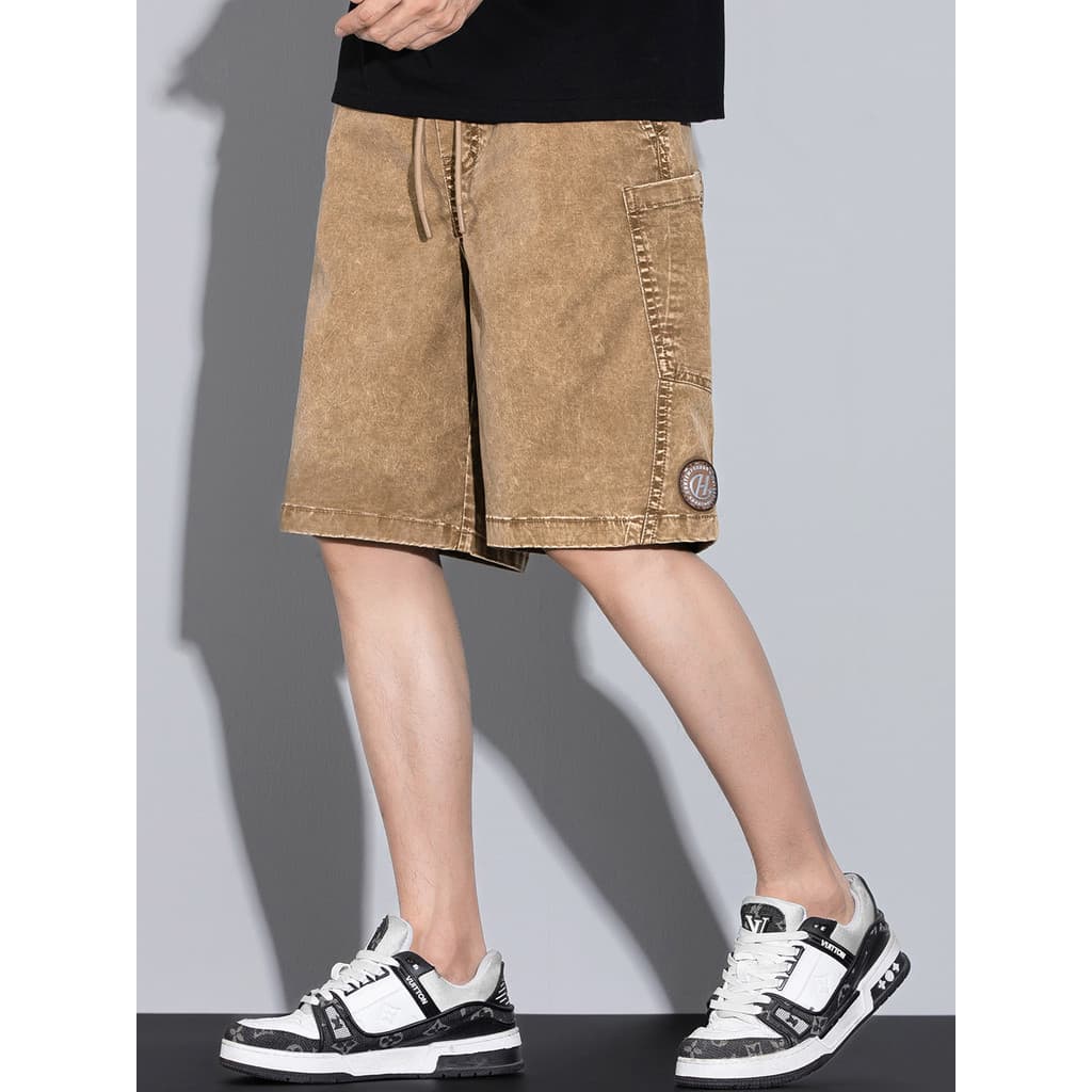 Tamanho grande nicho elegante masculino verão novo estilo pesado tingido Jeans estiramento solto High-End em linha reta