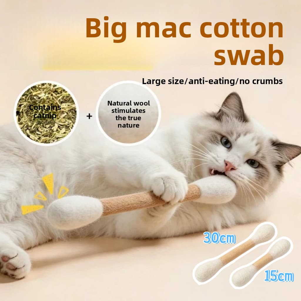 Gato brinquedos lã grandes cotonetes de algodão provocando varas de gato molares dentes limpos auto-feliz alívio do tédi