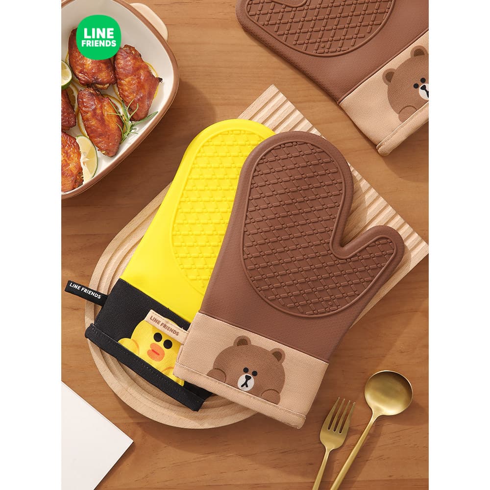 Urso marrom luvas de microondas ferramentas de cozimento luvas de cozinha anti-escaldante isolamento térmico antiderrapa
