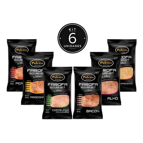 Kit 6 Farofas Crocantes Gourmet Poletto 300g - Sem Glúten