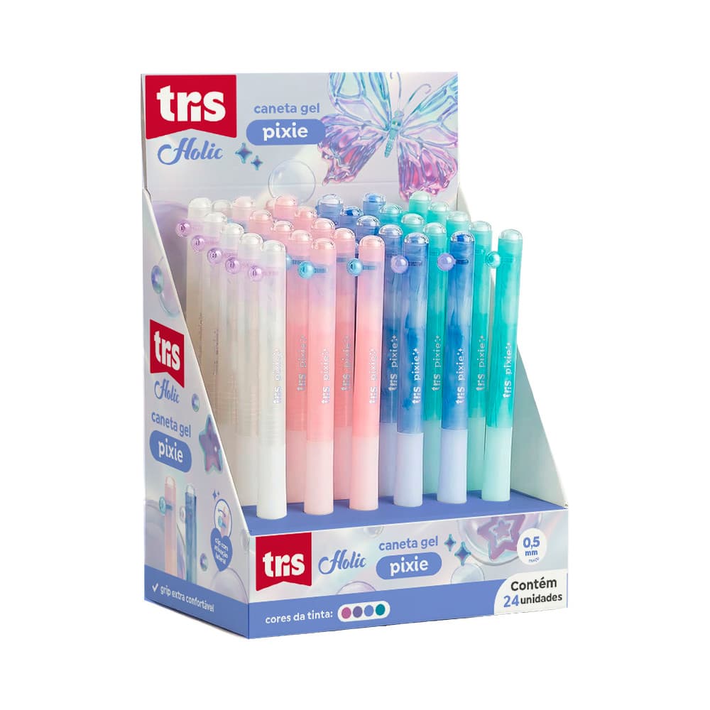 Caneta Gel Pixie 0.5mm Escrita Colorida Tris 1un