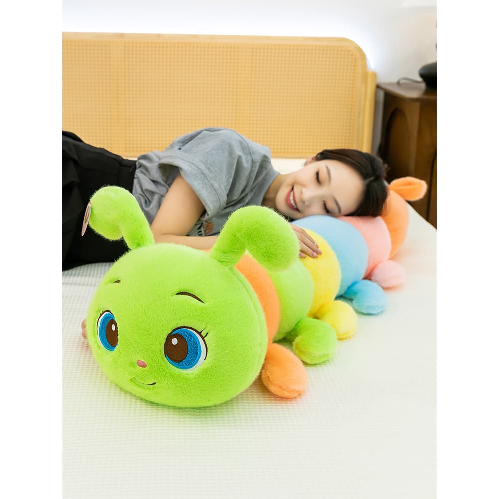 Bonito Caterpillar perna travesseiro brinquedo de pelúcia lado dormir boneca especial tira longa dormir boneca presente