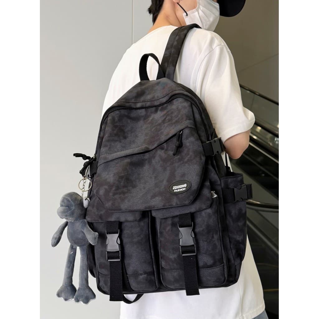 Tie-Dye Tooling Schoolbag Homens Mulheres Junior High School High School Estudante de alto valor Commuter Mochila Street